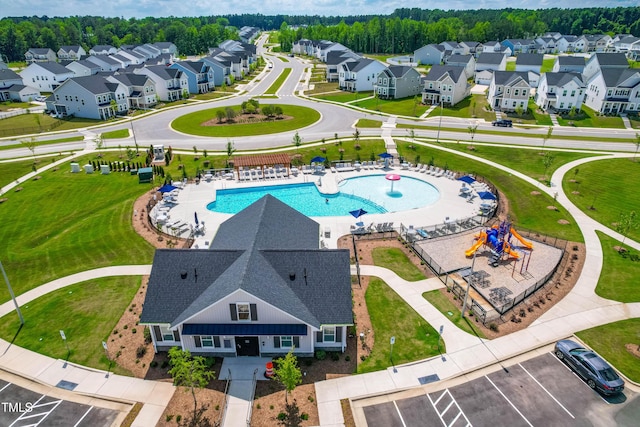 279 Edge Of Auburn Blvd, Raleigh, NC 27610 - aerial view of residential area featuring a pool