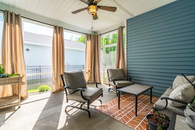 279 Edge Of Auburn Blvd, Raleigh, NC 27610 - sunroom / solarium featuring a ceiling fan