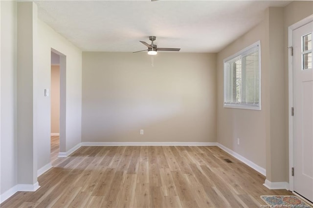 408 Harril Cir, Spring Lake, NC 28390 - unfurnished room featuring a ceiling fan, light wood-type flooring, and baseboards