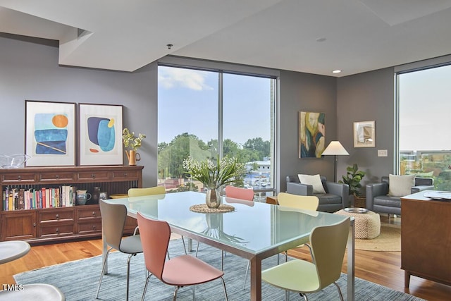 601 W Rosemary St Unit 416, Chapel Hill, NC 27516 - dining area featuring floor to ceiling windows, wood finished floors, and plenty of natural light