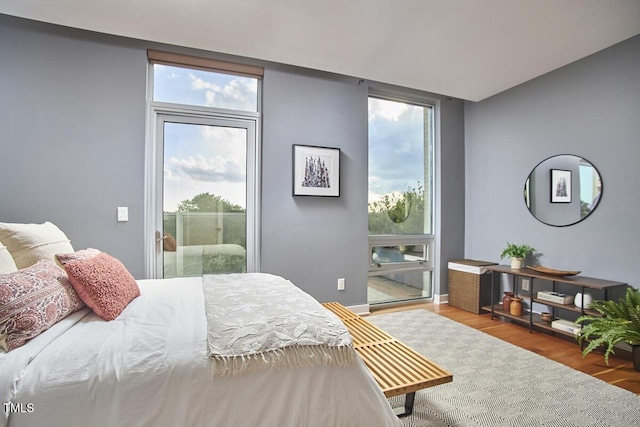 601 W Rosemary St Unit 416, Chapel Hill, NC 27516 - bedroom featuring access to outside and wood finished floors