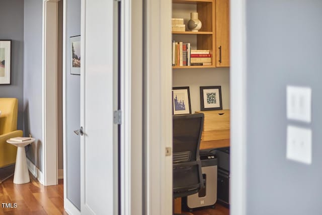 601 W Rosemary St Unit 416, Chapel Hill, NC 27516 - corridor featuring wood finished floors and an office area