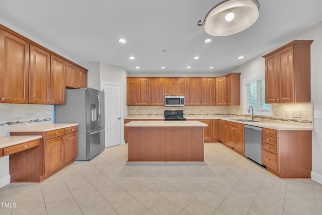 805 Alden Bridge Dr, Cary, NC 27519 - kitchen with appliances with stainless steel finishes, decorative backsplash, a sink, and recessed lighting