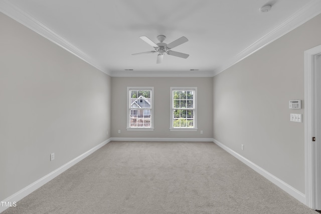805 Alden Bridge Dr, Cary, NC 27519 - empty room with a smoke detector, ornamental molding, light carpet, baseboards, and ceiling fan