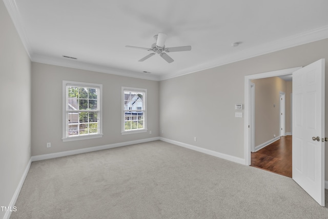 805 Alden Bridge Dr, Cary, NC 27519 - carpeted spare room with ornamental molding, baseboards, and ceiling fan