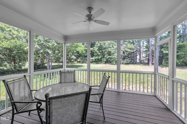 805 Alden Bridge Dr, Cary, NC 27519 - sunroom / solarium with a ceiling fan and outdoor dining area