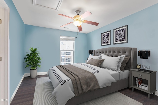 510 Berry Chase Way, Cary, NC 27519 - bedroom with dark wood-type flooring, baseboards, and a ceiling fan