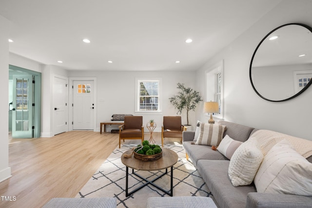 18 W Academy St, Wendell, NC 27591 - living room with recessed lighting, light wood-style floors, and baseboards