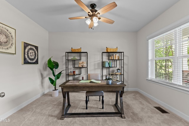 8304 Southmoor Hill Trl, Wake Forest, NC 27587 - carpeted office space with ceiling fan and baseboards