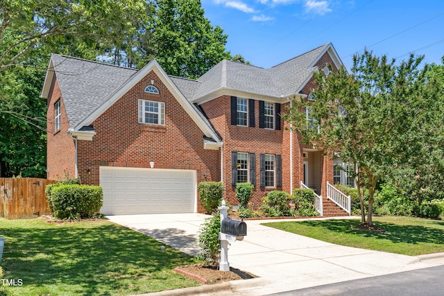 203 Worsham Dr, Chapel Hill, NC 27516 - view of front of home with driveway, brick siding, a shingled roof, and a garage