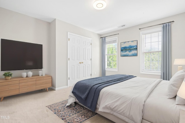 203 Worsham Dr, Chapel Hill, NC 27516 - bedroom with light carpet, a closet, and baseboards
