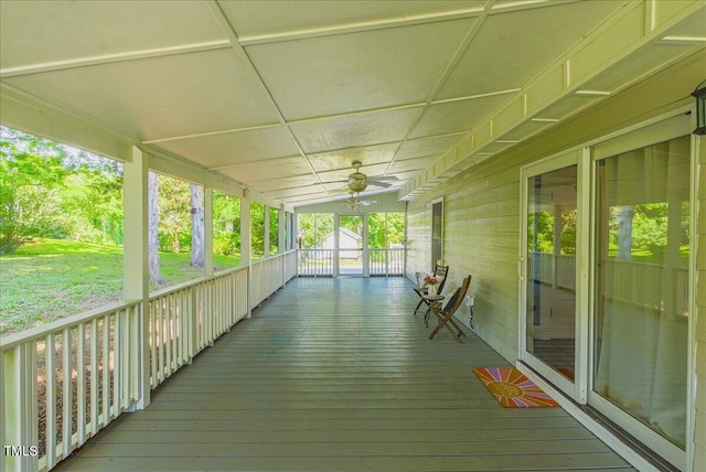 5625 Church Rd, Graham, NC 27253 - porch featuring a ceiling fan and a lawn