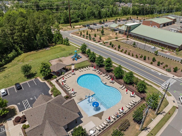 1896 Blue Jay Pt, Apex, NC 27502 - aerial view of a pool area