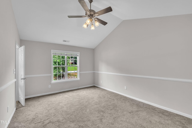 113 Feezor Ct, Clayton, NC 27527 - carpeted empty room with a ceiling fan and vaulted ceiling