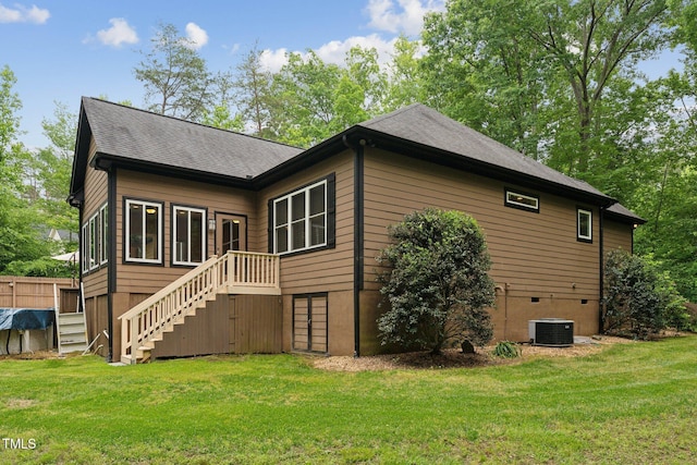 31 River View Ct, Timberlake, NC 27583 - back of property featuring stairway and a shingled roof