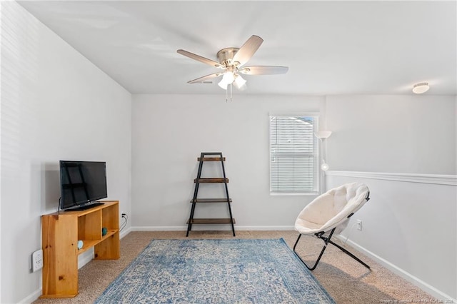 905 Sapphire Stone Ln, Hope Mills, NC 28348 - sitting room with ceiling fan, baseboards, and carpet