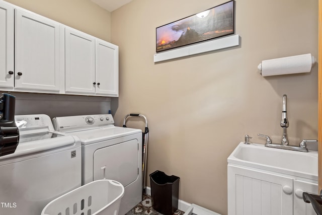 49412 River Run Rd, Albemarle, NC 28001 - laundry area featuring cabinet space, independent washer and dryer, and baseboards