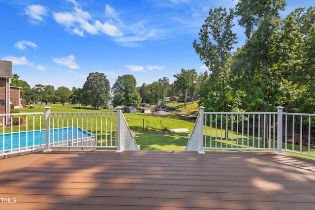 49412 River Run Rd, Albemarle, NC 28001 - wooden deck featuring a yard and view of scattered trees