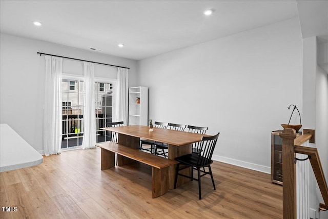 2006 Nola Ln, Durham, NC 27713 - dining space featuring light wood finished floors, baseboards, and recessed lighting