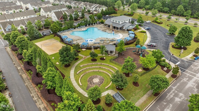 1012 Autumn Meadow Ln, Wake Forest, NC 27587 - aerial view of residential area with a pool