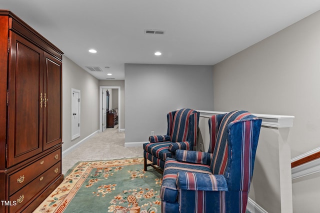 1012 Autumn Meadow Ln, Wake Forest, NC 27587 - sitting room featuring baseboards, light carpet, and recessed lighting