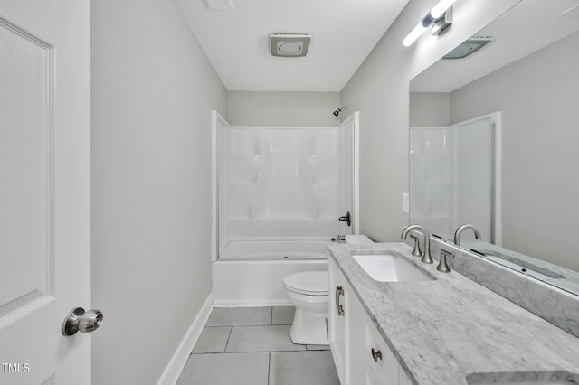 112 S Joyland St, Durham, NC 27703 - full bathroom featuring toilet, tile patterned floors, vanity, shower / tub combination, and baseboards