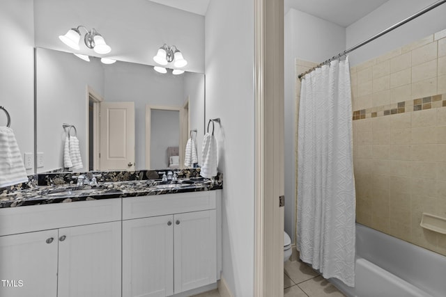 1711 Happiness Hill Ln, Raleigh, NC 27614 - full bathroom featuring vanity, tile patterned floors, toilet, and shower / bath combo