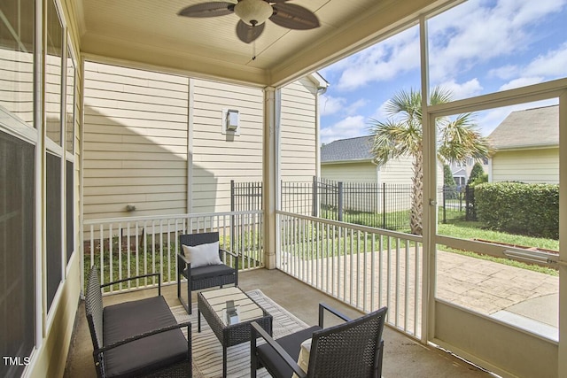 808 Historian St, Raleigh, NC 27603 - sunroom with a ceiling fan