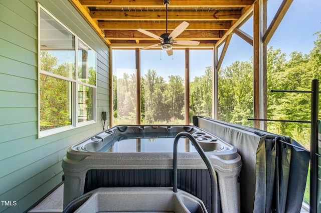 386 Monteith Dr, Chapel Hill, NC 27516 - sunroom / solarium with a jacuzzi and a ceiling fan