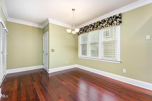 2201 Karns Pl, Raleigh, NC 27614 - spare room with a chandelier, wood finished floors, and ornamental molding