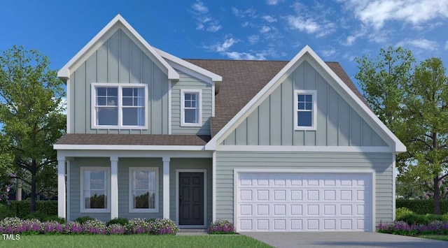 149 Cribbs Ln, Middlesex, NC 27557 - view of front of house featuring board and batten siding, a shingled roof, driveway, and a porch