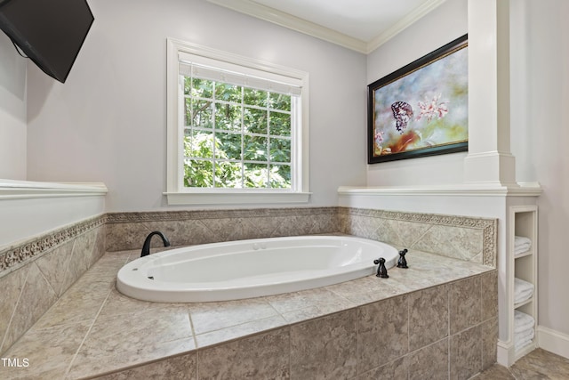 101 Eden Glen Dr, Holly Springs, NC 27540 - full bathroom featuring a bath, ornamental molding, and ornate columns