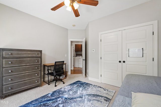 101 Eden Glen Dr, Holly Springs, NC 27540 - carpeted bedroom with ceiling fan, a closet, and baseboards