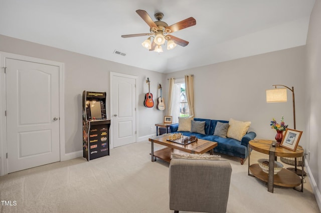 12140 Pawleys Mill Cir, Raleigh, NC 27614 - living room with carpet floors, a ceiling fan, and baseboards