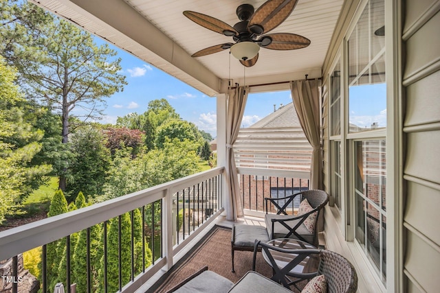 12140 Pawleys Mill Cir, Raleigh, NC 27614 - balcony with a ceiling fan