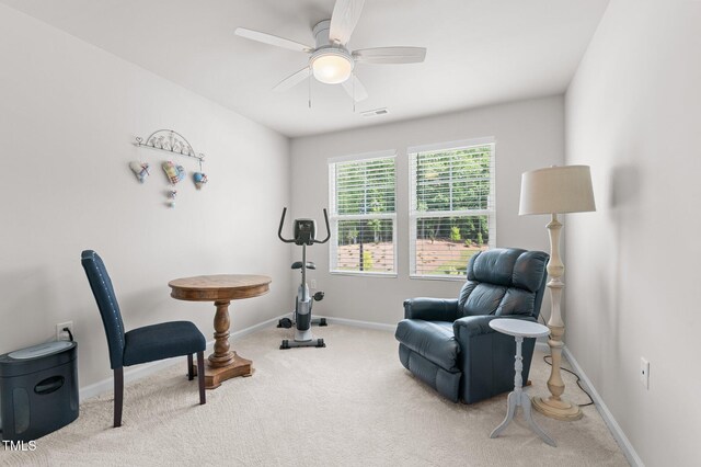 1615 Emory Ridge Way, Wake Forest, NC 27587 - living area with carpet flooring, baseboards, and ceiling fan