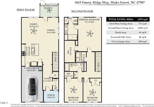 1615 Emory Ridge Way, Wake Forest, NC 27587 - floor plan / room layout