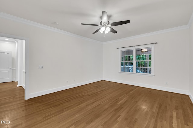 5121 Ten Point Trl, Wake Forest, NC 27587 - empty room with wood finished floors, ornamental molding, ceiling fan, and baseboards