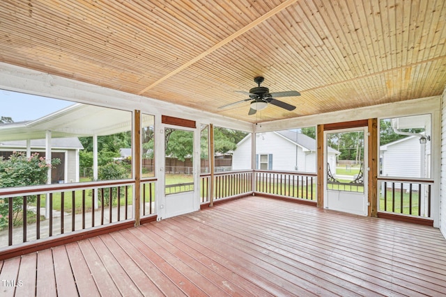 102 Pine St, Dunn, NC 28334 - unfurnished sunroom featuring a ceiling fan