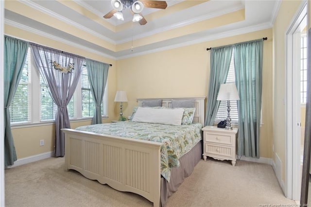 15 London Way, Spring Lake, NC 28390 - bedroom with a tray ceiling, crown molding, light carpet, and baseboards