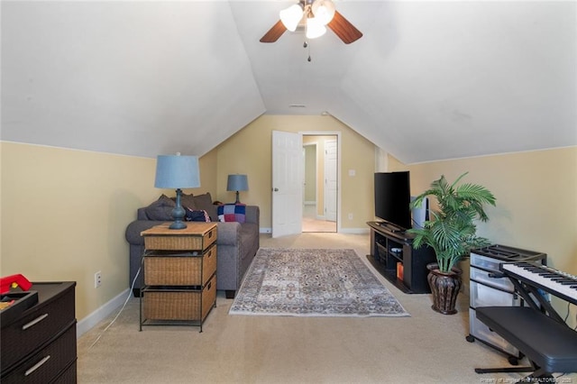 15 London Way, Spring Lake, NC 28390 - interior space with vaulted ceiling, a ceiling fan, and baseboards