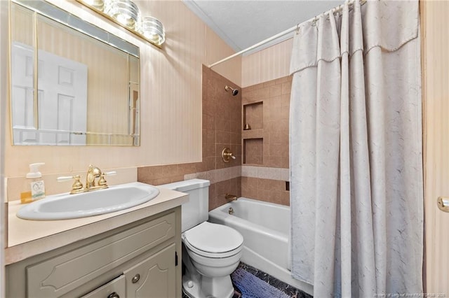 114 Birch Cir, Raeford, NC 28376 - full bath featuring vanity, toilet, and shower / bathtub combination with curtain