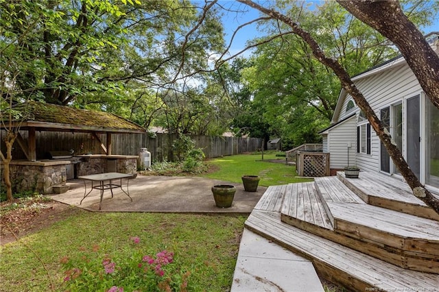 114 Birch Cir, Raeford, NC 28376 - view of yard with a deck, a patio area, and a gazebo