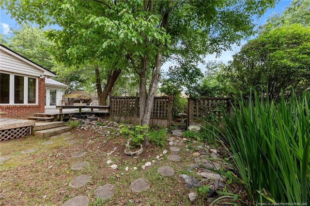 114 Birch Cir, Raeford, NC 28376 - view of yard featuring a wooden deck