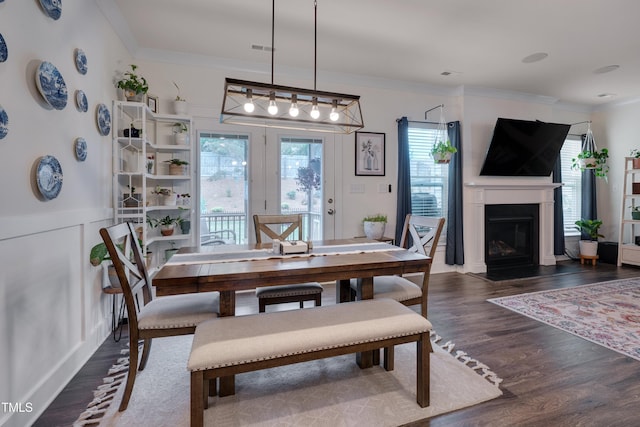 40 Bourne Dr, Franklinton, NC 27525 - dining area featuring ornamental molding, wood finished floors, and a fireplace