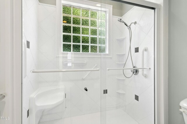 1003 Blackberry Ln, Durham, NC 27712 - full bath with a marble finish shower