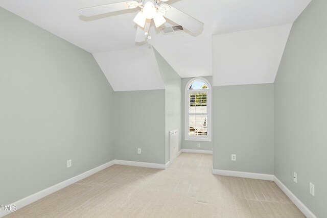 1003 Blackberry Ln, Durham, NC 27712 - additional living space with ceiling fan, lofted ceiling, and light colored carpet