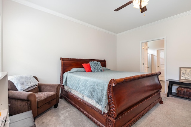 1828 Wellspring Ct, Graham, NC 27253 - bedroom with ornamental molding, light colored carpet, and a ceiling fan
