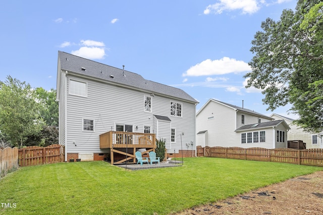 8912 Erinsbrook Dr, Raleigh, NC 27617 - back of property with a wooden deck and crawl space