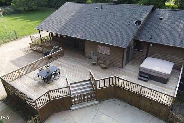 6971 Shady Creek Trl, Rougemont, NC 27572 - view of patio / terrace featuring a wooden deck, outdoor dining area, and stairway